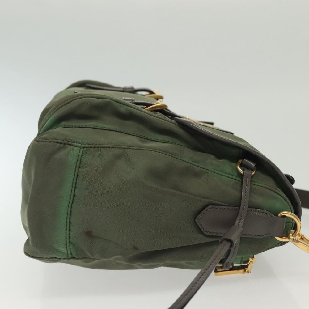 Authentic PRADA Shoulder Bag Nylon Khaki Gold - Picture 11 of 16
